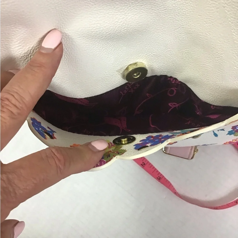 BETSEY JOHNSON BACKPACK BONE BLUSH PINK FLORAL Bag Faux Leather